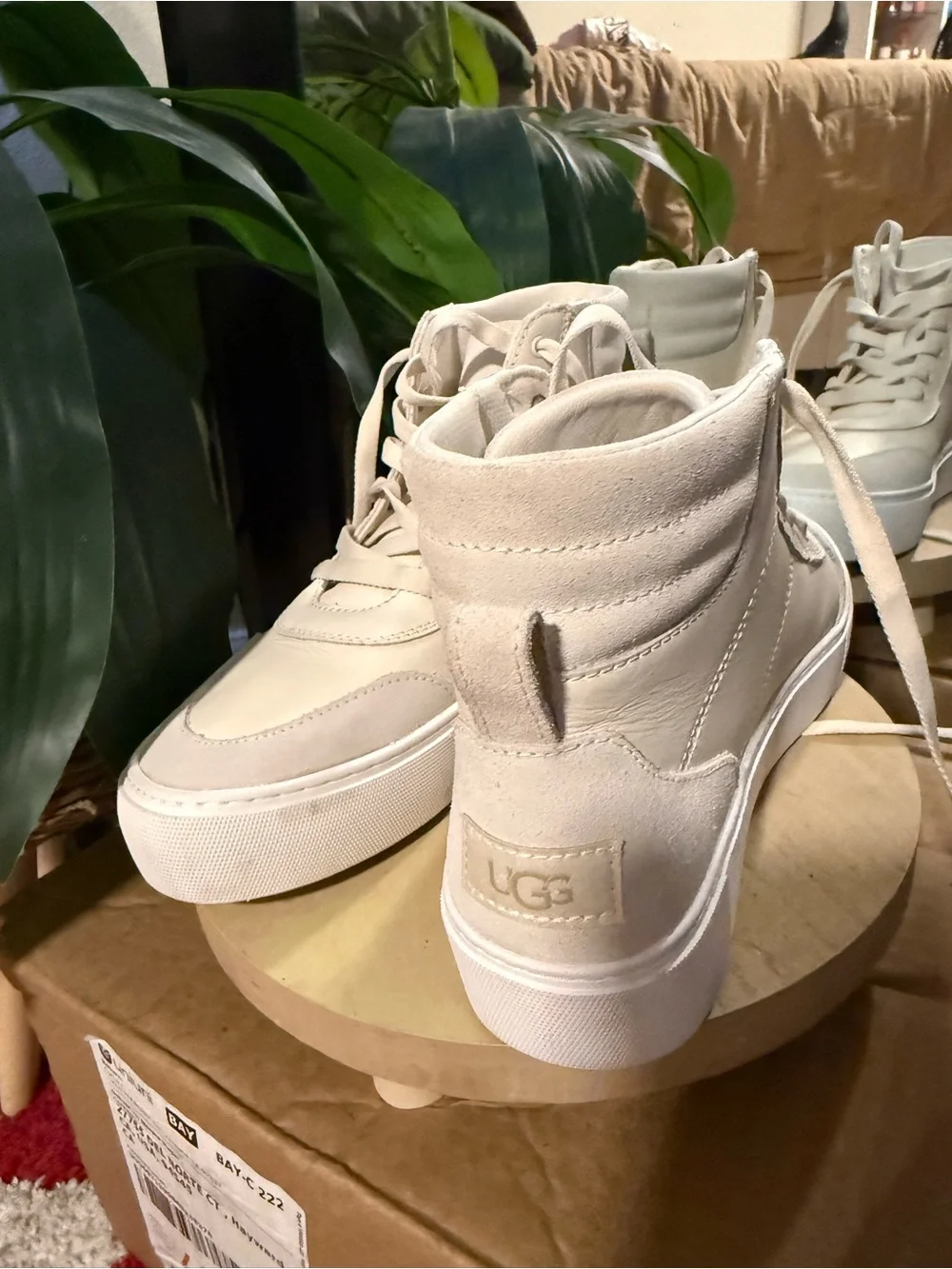 UGG Women's Cream High-Top Suede Lace-Up Sneakers